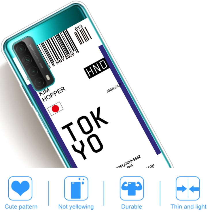 For Huawei P Smart 2021 / Y7A Boarding Pass Series TPU Phone Protective Case(Flag Tokyo)