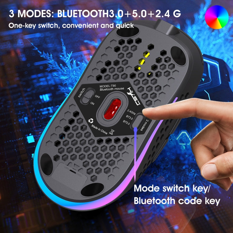 HXSJ T90 RGB Light Three-mode Wireless Gaming Mouse