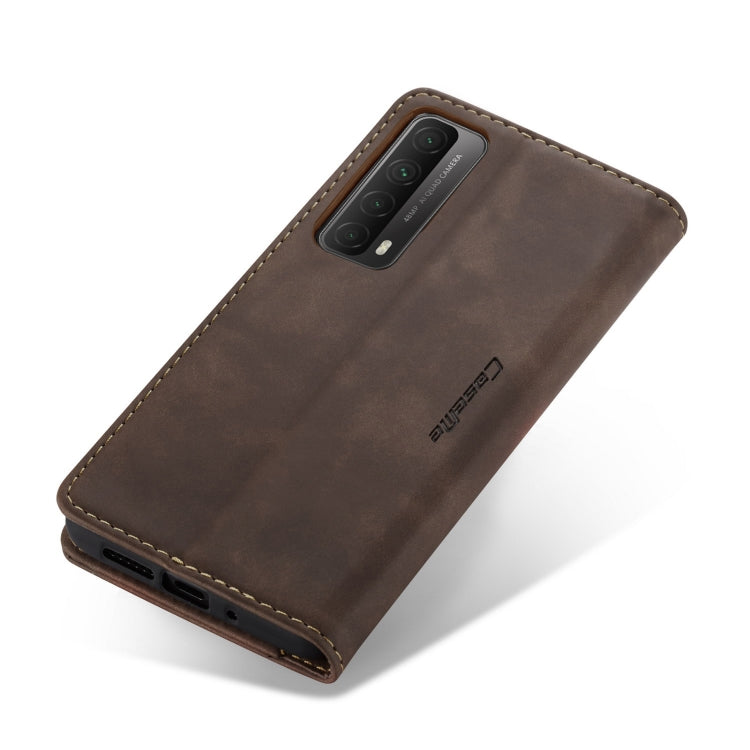 For Huawei P Smart 2021 CaseMe-013 Multifunctional Retro Frosted Horizontal Flip Leather Case with Card Slot & Holder & Wallet(Coffee)