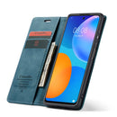 For Huawei P Smart 2021 CaseMe-013 Multifunctional Retro Frosted Horizontal Flip Leather Case with Card Slot & Holder & Wallet(Blue)