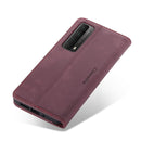 For Huawei P Smart 2021 CaseMe-013 Multifunctional Retro Frosted Horizontal Flip Leather Case with Card Slot & Holder & Wallet(Wine Red)