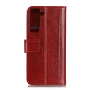 For Samsung Galaxy S21 Ultra 5G Peas Crazy Horse Texture Horizontal Flip Leather Case with Holder & Card Slots & Wallet(Red)