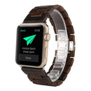 Wooden Watch Band For Apple Watch Series 7 45mm / 6 & SE & 5 & 4 44mm / 3 & 2 & 1 42mm(Dark Brown)