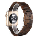 Wooden Watch Band For Apple Watch Series 7 45mm / 6 & SE & 5 & 4 44mm / 3 & 2 & 1 42mm(Dark Brown)