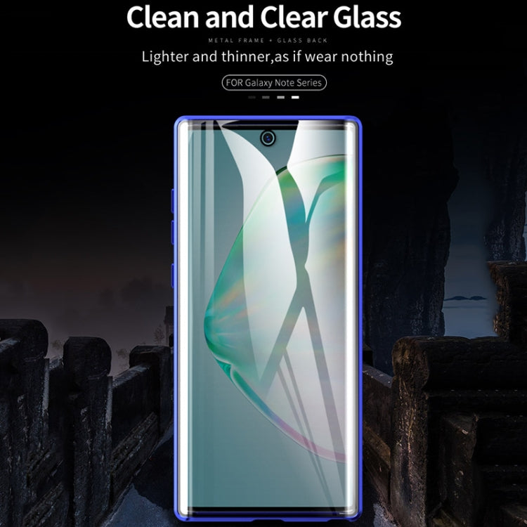 For Samsung Galaxy Note 8 Magnetic Metal Frame Double-sided Tempered Glass Case(Gold)