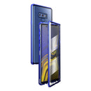 For Samsung Galaxy Note9 Magnetic Metal Frame Double-sided Tempered Glass Case(Blue Purple)