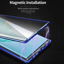For Samsung Galaxy Note9 Magnetic Metal Frame Double-sided Tempered Glass Case(Blue Purple)