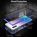 For Samsung Galaxy Note9 Magnetic Metal Frame Double-sided Tempered Glass Case(Blue Purple)