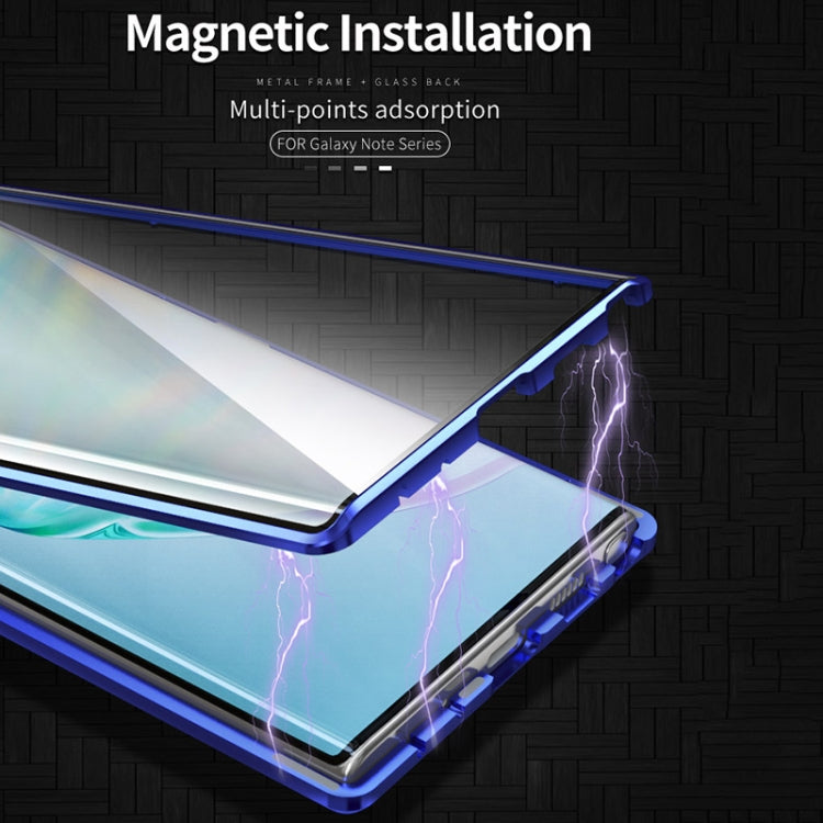 For Samsung Galaxy Note10+ Magnetic Metal Frame Double-sided Tempered Glass Case(Black)