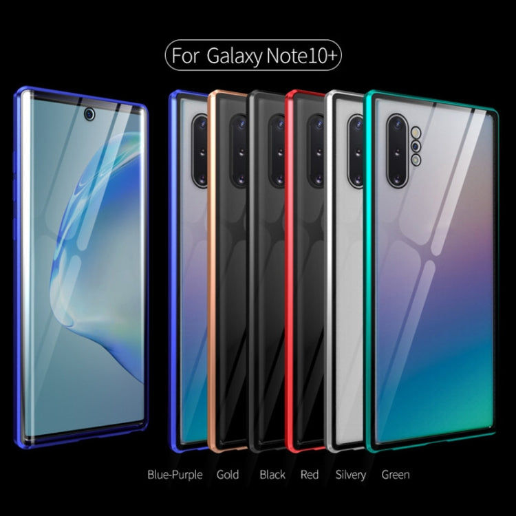 For Samsung Galaxy Note10+ Magnetic Metal Frame Double-sided Tempered Glass Case(Black)