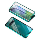 For Samsung Galaxy S9 Magnetic Metal Frame Double-sided Tempered Glass Case(Blue Purple)