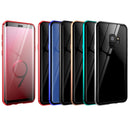 For Samsung Galaxy S9 Magnetic Metal Frame Double-sided Tempered Glass Case(Blue Purple)