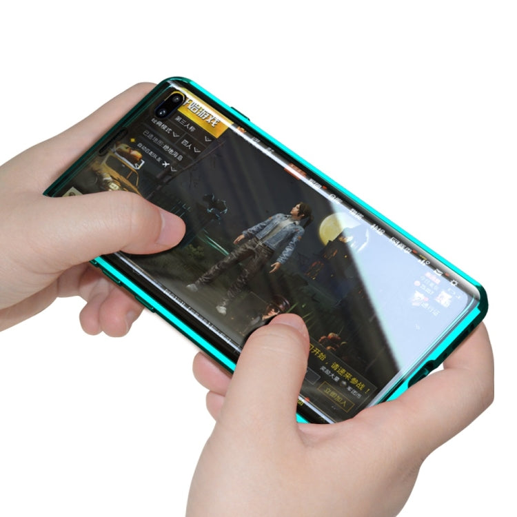 For Samsung Galaxy S10 Magnetic Metal Frame Double-sided Tempered Glass Case(Black)