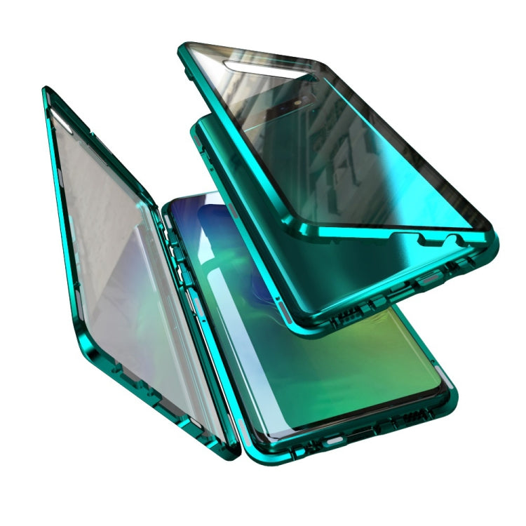 For Samsung Galaxy S10 Magnetic Metal Frame Double-sided Tempered Glass Case(Black)