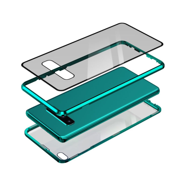 For Samsung Galaxy S10 Magnetic Metal Frame Double-sided Tempered Glass Case(Black)