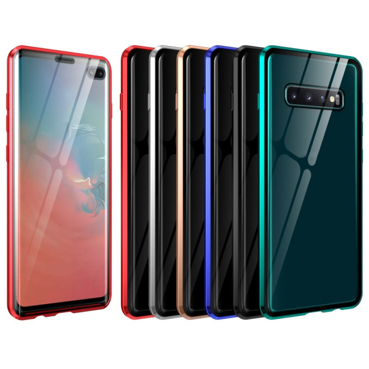 For Samsung Galaxy S10 Magnetic Metal Frame Double-sided Tempered Glass Case(Black)