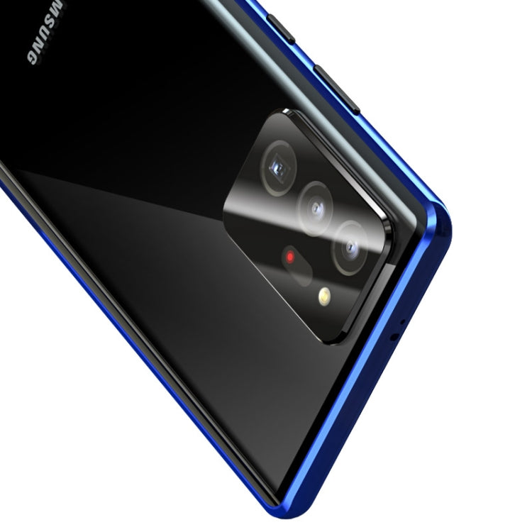 For Samsung Galaxy Note20 Ultra Magnetic Metal Frame Double-sided Tempered Glass Case(Blue)