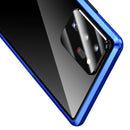For Samsung Galaxy Note20 Ultra Magnetic Metal Frame Double-sided Tempered Glass Case(Blue)