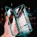 For Huawei P30 Magnetic Metal Frame Double-sided Tempered Glass Case(Green)