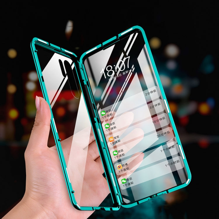 For Huawei P30 Pro Magnetic Metal Frame Double-sided Tempered Glass Case(Black)