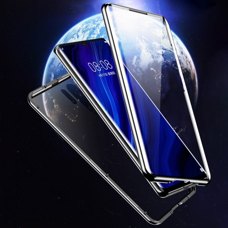 For Huawei P30 Pro Magnetic Metal Frame Double-sided Tempered Glass Case(Black)