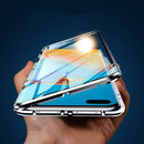For Huawei P40 Pro Magnetic Metal Frame Double-sided Tempered Glass Case(Bright Black)