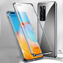 For Huawei P40 Pro Magnetic Metal Frame Double-sided Tempered Glass Case(Silver)