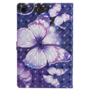 For Lenovo Tab M10 Plus TB-X606F 3D Painted Pattern Horizontal Flip Leather Case with Holder & Card Slots & Wallet & Sleep / Wake-up Function (Purple Butterfly)