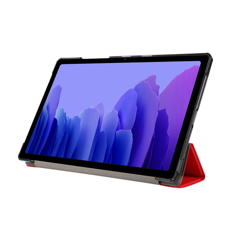 3-folding Skin Texture Horizontal Flip TPU + PU Leather Case with Holder For Samsung Galaxy Tab A7 10.4(2020) T500 / T505(Red)