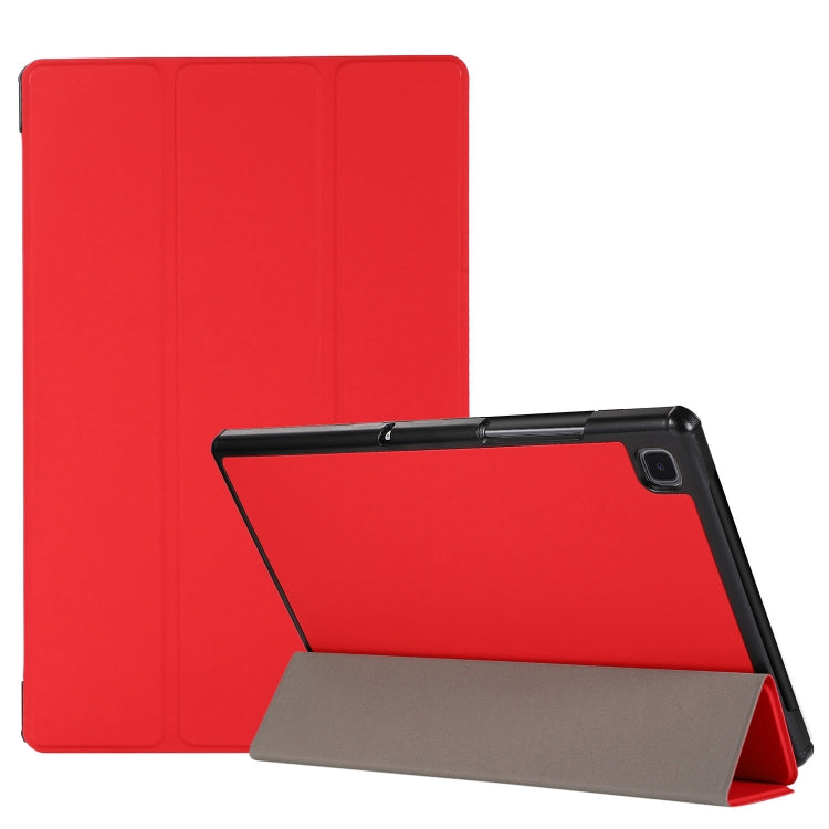 3-folding Skin Texture Horizontal Flip TPU + PU Leather Case with Holder For Samsung Galaxy Tab A7 10.4(2020) T500 / T505(Red)