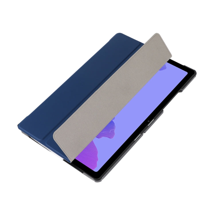 3-folding Skin Texture Horizontal Flip TPU + PU Leather Case with Holder For Samsung Galaxy Tab A7 10.4(2020) T500 / T505(Navy Blue)