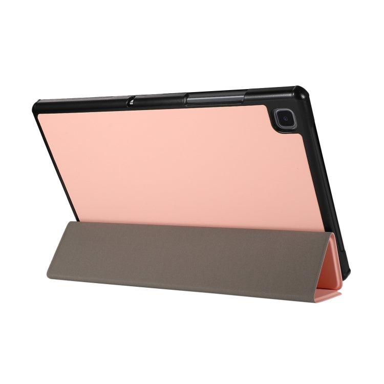 3-folding Skin Texture Horizontal Flip TPU + PU Leather Case with Holder For Samsung Galaxy Tab A7 10.4(2020) T500 / T505(Pink)