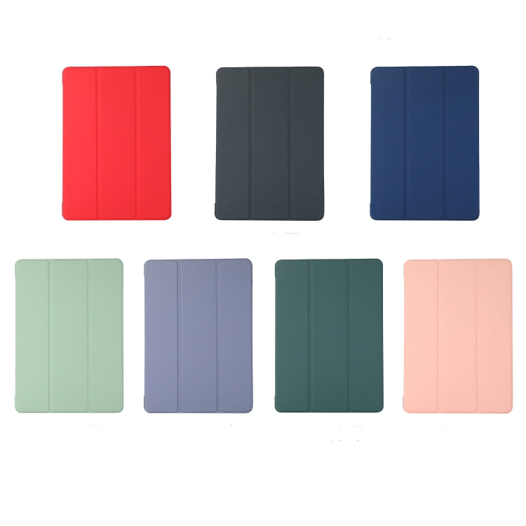 3-folding Skin Texture Horizontal Flip TPU + PU Leather Case with Holder For Samsung Galaxy Tab A7 10.4(2020) T500 / T505(Red)