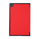 3-folding Skin Texture Horizontal Flip TPU + PU Leather Case with Holder For Lenovo M10 Plus(Red)