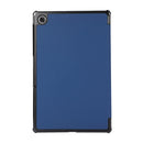 3-folding Skin Texture Horizontal Flip TPU + PU Leather Case with Holder For Lenovo M10 Plus(Navy Blue)