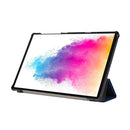 3-folding Skin Texture Horizontal Flip TPU + PU Leather Case with Holder For Lenovo M10 Plus(Navy Blue)
