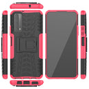 For Huawei P Smart(2021)/Y7a Tire Texture Shockproof TPU+PC Protective Case with Holder(Pink)