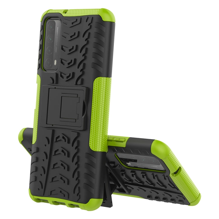 For Huawei P Smart(2021)/Y7a Tire Texture Shockproof TPU+PC Protective Case with Holder(Green)