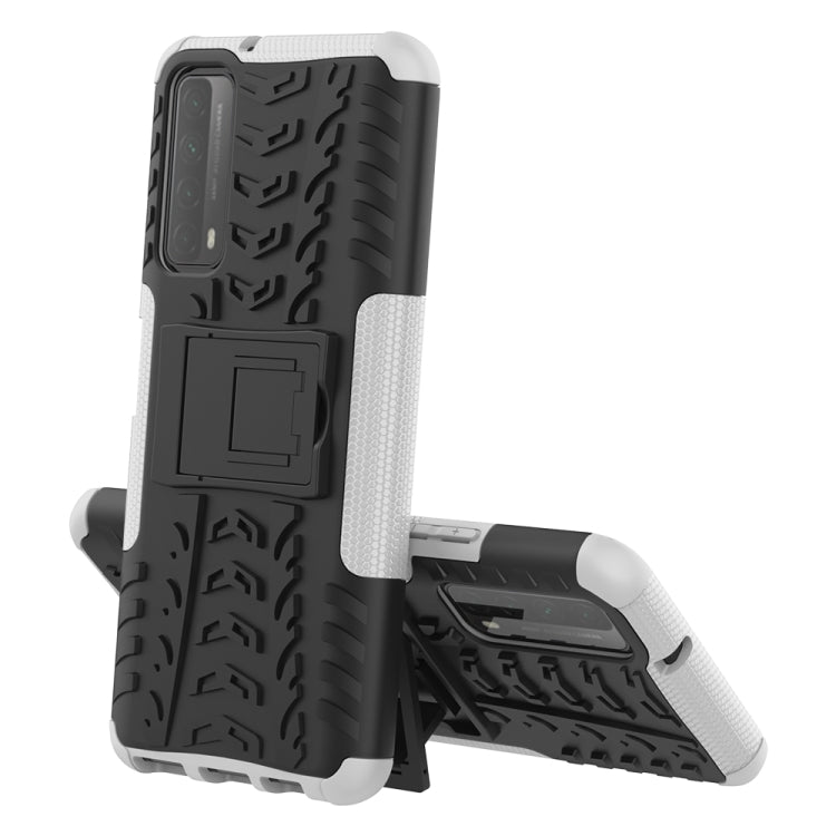 For Huawei P Smart(2021)/Y7a Tire Texture Shockproof TPU+PC Protective Case with Holder(White)