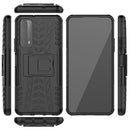 For Huawei P Smart(2021)/Y7a Tire Texture Shockproof TPU+PC Protective Case with Holder(Black)