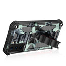 For Samsung Galaxy S21 5G Camouflage Armor Shockproof TPU + PC Magnetic Protective Case with Holder(Mint Green)