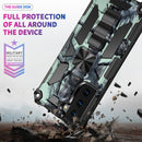 For Samsung Galaxy S21 5G Camouflage Armor Shockproof TPU + PC Magnetic Protective Case with Holder(Mint Green)