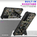 For Samsung Galaxy S21 Ultra 5G Camouflage Armor Shockproof TPU + PC Magnetic Protective Case with Holder(Army Green)