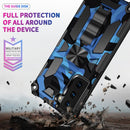 For Samsung Galaxy S21 Ultra 5G Camouflage Armor Shockproof TPU + PC Magnetic Protective Case with Holder(Dark Blue)