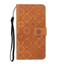For Samsung Galaxy A01 Ethnic Style Embossed Pattern Horizontal Flip Leather Case with Holder & Card Slots & Wallet & Lanyard(Brown)