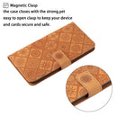 For Samsung Galaxy A01 Ethnic Style Embossed Pattern Horizontal Flip Leather Case with Holder & Card Slots & Wallet & Lanyard(Brown)
