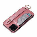 For iPhone 12 Pro Max Glitter Powder PU+TPU Shockproof Protective Case with Holder & Card Slots & Wrist Strap(Pink)