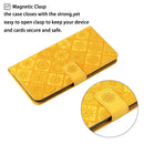 Ethnic Style Embossed Pattern Horizontal Flip Leather Case with Holder & Card Slots & Wallet & Lanyard For iPhone 8 Plus / 7 Plus(Yellow)