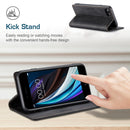 AutSpace A01 Retro Skin-feel Crazy Horse Texture Horizontal Flip Leather Case with Holder & Card Slots & Wallet & RFID For iPhone SE 2022 / SE 2020 / 8 / 7(Black)