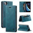 AutSpace A01 Retro Skin-feel Crazy Horse Texture Horizontal Flip Leather Case with Holder & Card Slots & Wallet & RFID For iPhone SE 2022 / SE 2020 / 8 / 7(Blue)